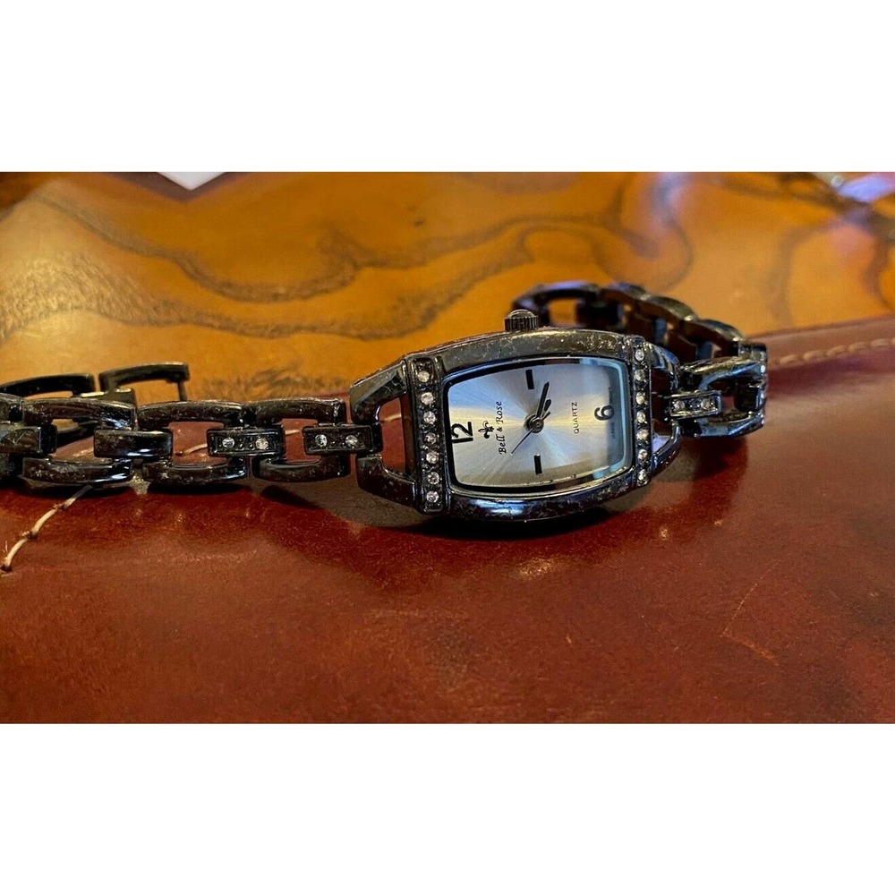 Women's Gun Metal Tone Bella & Rose Watch, Crystal Accents
